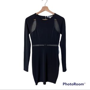 Elizabeth and James Sheer Cutout Mesh Long Sleeve Body Con Black Mini 2 …